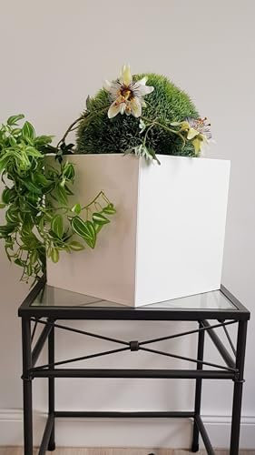 KUHEIGA Pflanztopf/Blumentopf eckig aus Metall, Höhe: 26cm, weiß