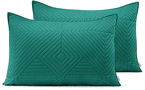 AmeliaHome 2 Kissenbezüge 50X70 cm hellgrün dunkelgrün Kissenhüllen Set Ultrasonic Steppung Polyester Softa
