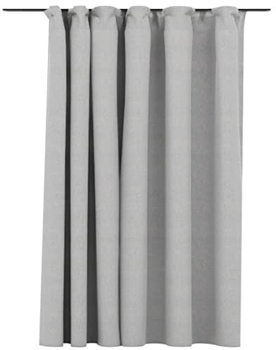 vidaXL Vorhang Verdunkelung mit Haken Verdunkelungsvorhang Kräuselband Thermo Gardine Blickdicht Thermovorhang Leinenoptik Grau 290x245cm