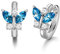 Creolen Schmetterlinge Sterling Silber 925 Kinder Ohrringe Mädchen mit Kristallen, Schmetterling Schmuck Geschenke für Frauen (Simulierter Aquamarin)