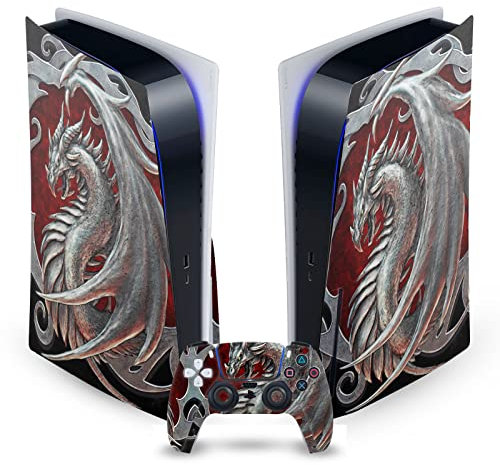 Head Case Designs Officially Licensed Christos Karapanos Talisman Silver Art Mix Vinyl Faceplate Sticker Gaming Skin Decal Compatible With Sony PlayStation 5 PS5 Disc Console & DualSense Controller