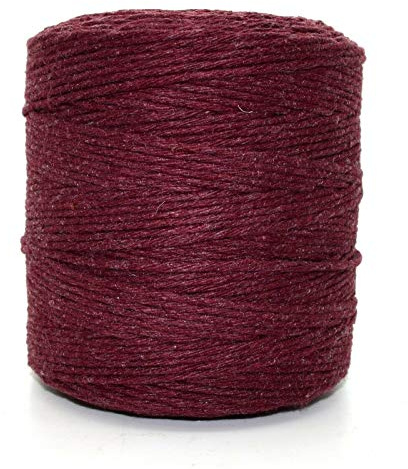 Premium Maroon Macrame Cord, 100 m / 328 ft of 5 mm Thick Natural Cotton Thread Yarn Macrame Rope for Wall Hangings, Plant Hangers, DIY Crafts, Home Decorations, Gift Wrapping (Reel)