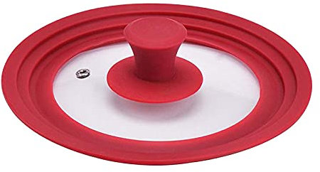 Universal-Silikon-Glasdeckel für Töpfe, Pfannen, Kochgeschirr, Ersatzdeckel (rot, 34 cm)
