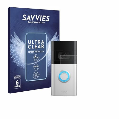Savvies 6 Pack Screen Protector compatible with Ring Video Doorbell 3 Protection Film Clear