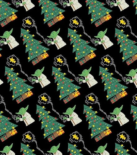 Force Trim The Tree – Yoda – Star Wars – bedruckter Baumwollstoff – 0,5 m – 112 cm breit (100 % Baumwolle, ideal zum Basteln, Quilten, Nähen)
