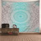 EHOMERY Wandteppich Tropisch Wanddekoration Modern Grau Grün Mandala-Muster Funny Wanddecke Gesichter Wandbehang Wandschmuck Groß Schlafzimmer Wohnzimmer 260X240Cm