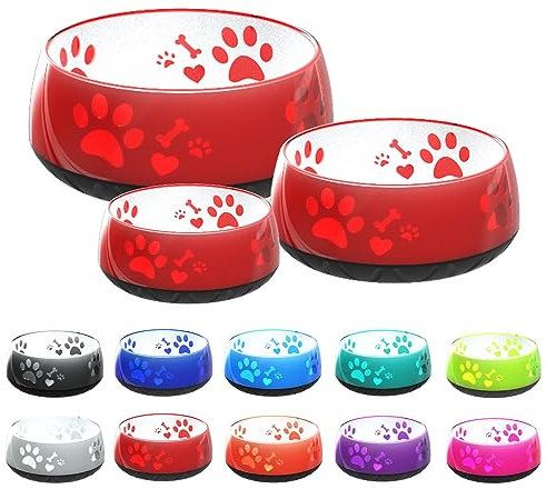Hundenapf für Kleine und Große Hunde - Futternapf/Trinknapf S/M/L Rutschfest (M 1010ml für Mittlere Hunde, Rot)