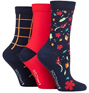 SockShop Wildfeet Ladies Cotton Novelty Patterned Socks Pack of 3 Autumn Floral 4-8