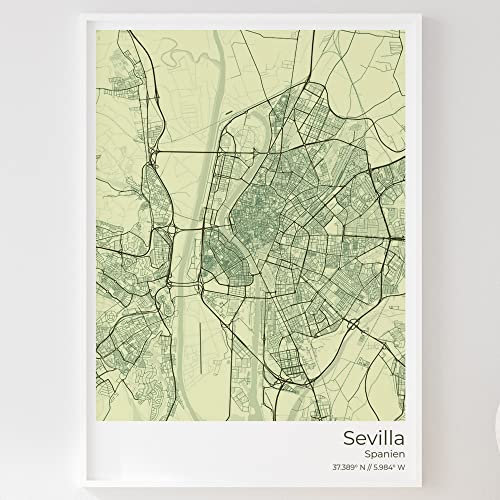 Mapdify Sevilla Stadtposter, dein Lieblingsort als Wandposter, Karte deiner Stadt, City Poster