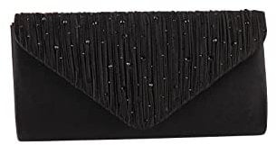 CORIOS Damen Abendtasche Glitter Strass Clutch Tasche Envelope Henkeltasche Glänzend Umhängetasche Glitzer Hochzeit Brautbörse Elegante Schultertasche für Hochzeit Abschlussball Bankett-Party Schwarz