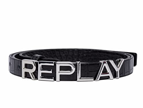 Replay Damen Gürtel mit Logo, Black 098 (Schwarz), M/L