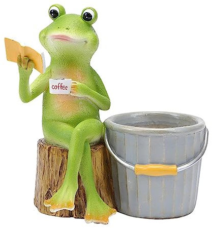 Fenteer Schöne Frosch-Blumentöpfe, Cartoon-Pflanztöpfe, handbemalt, Kunsthandwerk, dekorativer Blumentopf für den Innenbereich, Frosch-Pflanzgefäße, Topf für