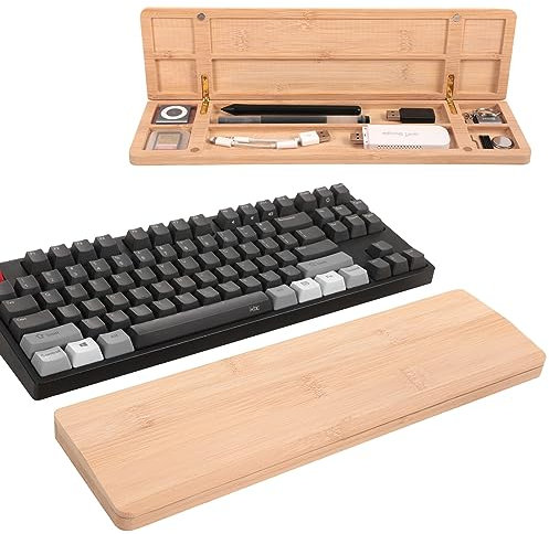 Tastatur Handgelenkauflage, Holz Handballenauflage für Computertastatur mit Aufbewahrungsfunktion, Handgelenkstütze für Büro Zuhause