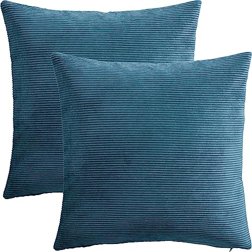Erwin Müller Kissenhülle Glasgow 2er-Pack Cord Petrol Größe 50x50 cm