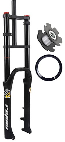 26 Zoll MTB Fatbike Front Gabel 4.0 Reifen Schnee Strand Luft Federgabel 1-1/8'' Gerade/Konisches 9 X 135mm QR 150mm Federweg Zugstufeneinstellung (Color : Black, Size : 26inch)