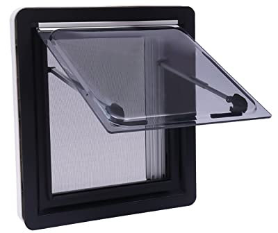Finestra laterale per roulotte, 450 x 500 mm, finestra laterale, finestra esterna con tenda avvolgibile integrata e zanzariera per camper, roulotte, furgone e camper