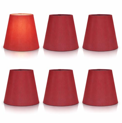 Kleiner Lampenschirm, 6 Stück, Lampenschirme Zum Aufstecken, Lampenschirme Für Kronleuchter, Lampenschirme, Lampenschirme, Kleine Lampenschirme Für Tischlampen(Weinrot)