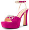 Aachcol Mujer Aguja Alto High Heel Abierta Punta Plataforma Sandalias Diamante Cristal Cierre con Hebilla Fiesta Dress Zapatos 12 CM Heels Fucsia 36 EU