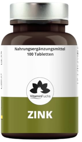 Zink - Zinkbisglycinat Tabletten - Hochdosiert, Optimale Aufnahme untersttütz Immunsystem, Haut, Haare & Nägel, Vegan von VitaminFuchs