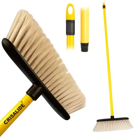 Crisalide®- Scopa Apex per INTERNI PARQUET e Pavimento delicato con sottilissime e morbidissime SETOLE AntiGraffio compreso di manico da 120 cm
