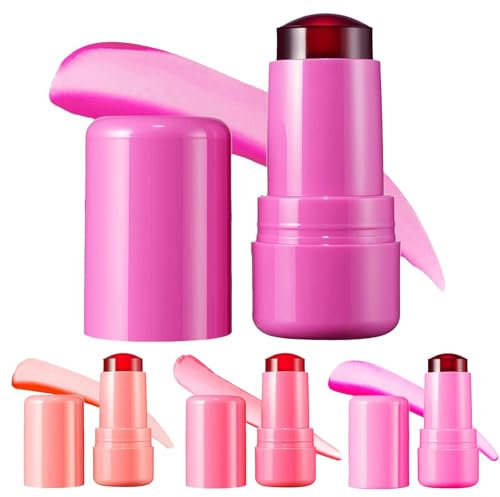 4 Stück Milk Jelly Blush Stick, Kühlender Water Jelly Tönungsstift, Transparenter Lippen- Und Wangenfleck, Milk Jelly Tönung Für Alle Hauttöne, Aufbaubares Aquarell-Finish, Schnell Trocknend