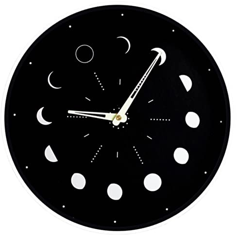 Leuchtende Mondphasenuhr 30cm, Leise Wanduhr, Schwarz, Weihnachten Event