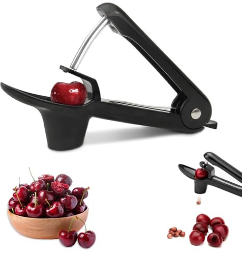 Kirschentkerner, Kirschkernentferner, Edelstahl Multifunktionaler Obstentkerner für Schnell Entfernen Früchtsteinen, Ideal für die Zubereitung von Kuchen und Desserts (A)