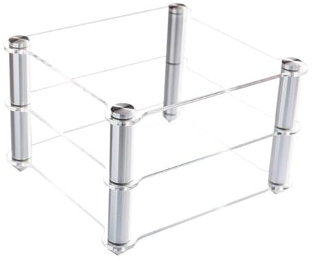 HAEKEBC Acrylic Audio Component Rack 2 Layer Audio Video Tower, Small Transparent Rack Desktop HiFi Audio Equipment Stand, Streaming Device Holders