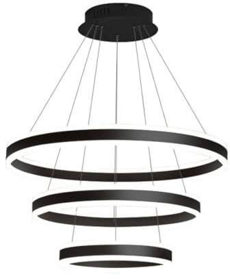 SSNCcNC Modern LED Hängeleuchte Kreativ 3-Rings Loft Bar Pendelleuchte Eisen Acryl Kronleuchter Wohnzimmer Esszimmer Schlafzimmer Ø20+40+60cm Dimmbar 3000K-6000K 152W