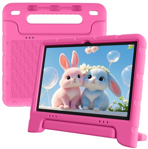 EDDBNi - tablet para niños con Android 14 de 10 pulgadas, tabletas para niños con funda Quad Core de 64 GB, control parental de doble cámara, 2.4 G, WiFi y tabletas educativas