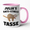 Anti Stress Tasse Personalisierbar - Faultier Meditation Relaxen - Kaffeebecher Faultier Kollegin Büro Kaffeetasse (Pink)