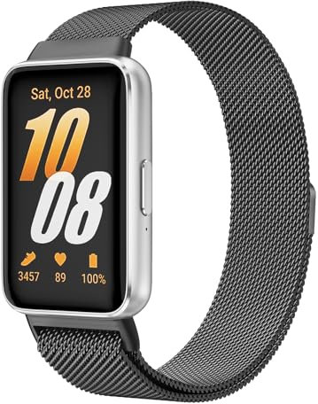 Mugust Metal Strap for Samsung Galaxy Fit 3 Strap Metal Women Men, Metal Stainless Steel Replacement for Samsung Galaxy Fit 3 Only (Black)