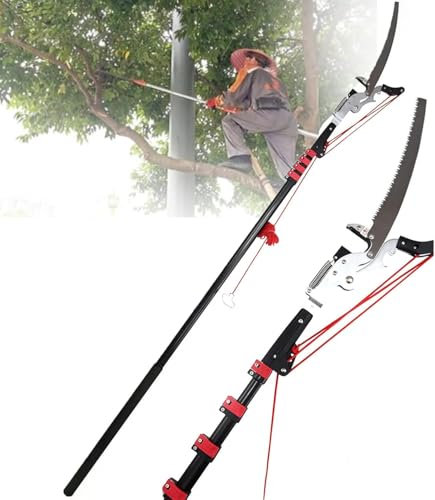 Svettatoio a pertica professionale con taglio a cricchetto,Segaccio su asta telescopica,Sega Ad Asta Telescopica,Tagliarami Manuale,Sega Per Potatura,Per Potatura,per segare o tagliare i rami(7.2M (24
