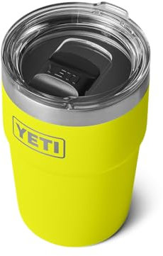 YETI Rambler Cup, Vacuum Insulated Stainless Steel Stackable Cup with Magslider Lid, Firefly Yellow, 16 oz (473 ml)