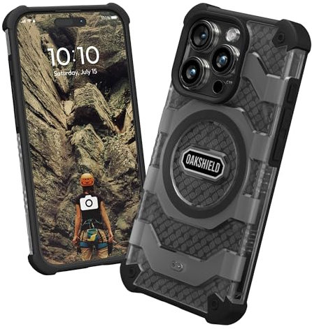 Oakshield Handyhülle kompatibel mit iPhone 15 Pro Hülle - iPhone 15 Pro Case kompatibel mit MagSafe-Zubehör - Schutzhülle mit Falltest nach Militärstandard - Schwarz