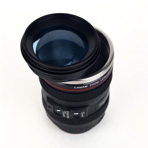 MBSM Camera Lens Coffee Mug – Novelty Stainless Steel Travel Mug with Transparent Lid, Fun Photography-Themed Thermos Cup, Unique Gift for Photographers, Home, Office, Birthday & Christmas