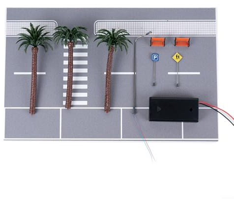 URPIZY 1/64 Diorama Parkplatz Modell Mit LED-Beleuchtung Straßenlandschaft Bausatz Für Modellautos