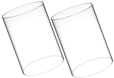 LIFKICH 2pcs Grey Glass Hurricane Candle Holder Cylindrical Glass Cover Tealight Candles Holders Cover for Home Decor