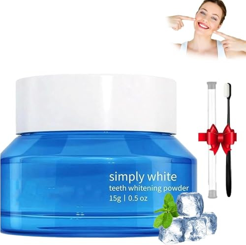 Qklovni Shimmer Deluxe Magic Teeth Whitening Powder, Instant Stain Removal, No Sensitivity - Enamel-Safe Toothpaste Whitening Powder (15g/0.5oz, 15 milliliter, Pfefferminze)
