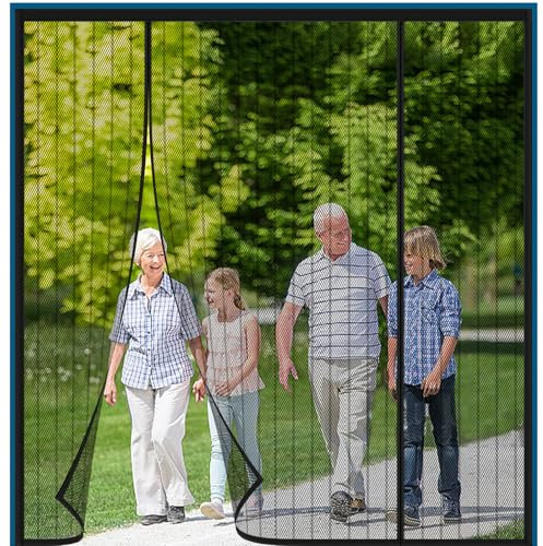 Alwayswhy Mosquitera Magnética para Puerta, Cortina Puerta Magnetica, Doble Apertura Lateral Mosquitera Puerta Corredera, Negro, 120(30/60/30) x200cm