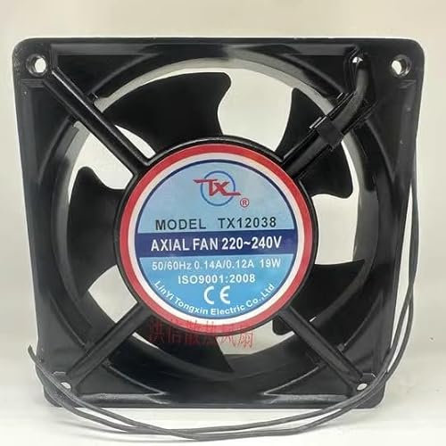 120MM Chassis fan，large air volume double ball bearing all-metal fan for cabinet/welding machine/inverter.TX12038 220-240V 0.14/0.12A 19W 12025 2-wire AC
