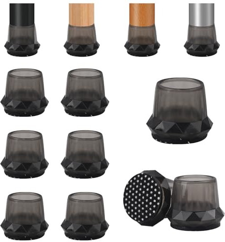 Vookkp 24Pcs 21-30mm Chair Floor Leg Protectors, Black Silicone Chair Leg Caps for Hardwood Floors, Round Furniture Feet Protectors Pads, Chairs Legs Covers With Stronger Felt Pads