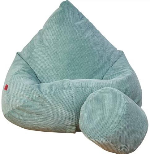 Slevobox Sitzsack mit Hocker Minze 80x80x110 cm - Sitzsack Erwachsene mit Füllung - Schlafzimmer und Wohnzimmer Möbel - Samt Indoor Sitzsäcke - Bean Bag - Lounge Sessel