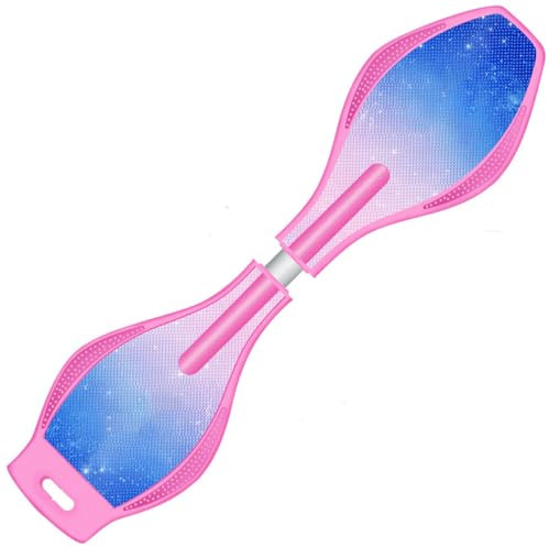 ERNAN Waveboard- Compact Lightweight Caster Board Kids/Teens. Waveboard Kinder Street Surfen Caster Torsion Skateboard Double Decks Casterboards Mit LED Leuchtrollen (Nebulae PINK)