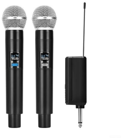 Whychstore Microfono senza fili con durata della batteria 40H e portata di 60 m per cantare e registrare eventi