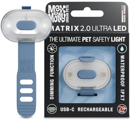 Max & Molly Matrix 2.0 Ultra LED, Hundelicht für Geschirr, Leine & Halsband, Ocean, Wasserfest, USB Wiederaufladbar, Hundelampe LED, Hunde Leuchtanhänger für mehr Sicherheit bei Nacht