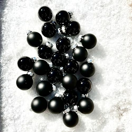 Kleine Baumkugeln aus Glas Ø 2 cm/2,5 cm/3 cm - Christbaumkugeln Baumschmuck Christbaumschmuck Weihnachtsbaumschmuck Weihnachtsbaumkugeln (24 Stück Schwarz-Box/Mix, 2,5 cm)