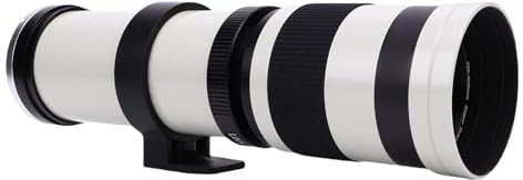 Cuifati 420-800mm F8.3 Telephoto Zoom Lens, Optical Glass Manual Focus Camera Lens, for EF EF S Mount Cameras, Zoom Lens with Sturdy Aluminum Alloy Structure (White)