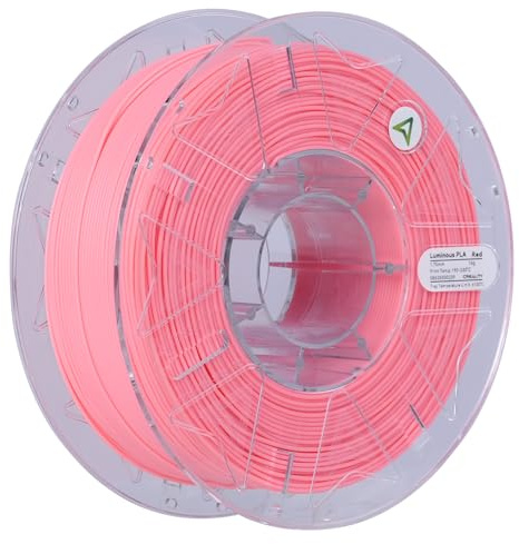 Creality Hyper Luminous PLA Filament for 3D Printers, Red 1.75mm 1kg (2.2lb) 3D Filament for Speed Printing 30-300mm/s, Fits Most 3D Printers, Suits for Creative Lighting, Holiday Decor