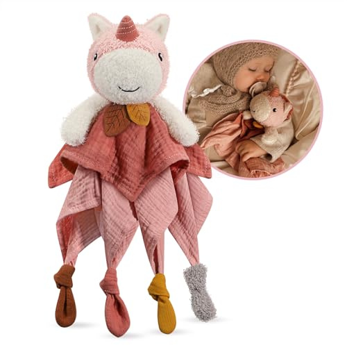 Nueplay Einhorn Schmusetuch, Oeko-TEX, rosa, für Baby & Kleinkinder Mädchen | Kuscheltier für Mädchen, Geschenke zur Geburt,Beruhigt die Sinne,Maschinenwaschbar,Perfekt als Fotorequisit